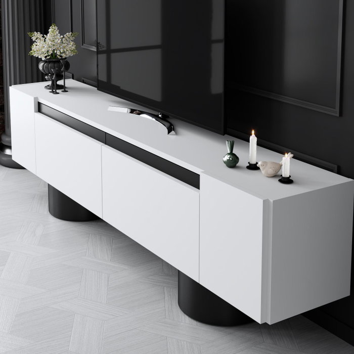 Hanah Home Bohem Soporte para TV Blanco y Negro